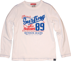 RETOUR Longsleeve/Langarm-Shirt weiss mit Print