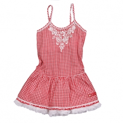 Mim-Pi Träger-Tunika/Kleid Karo rot-weiss