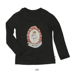 Mim-Pi Langarmshirt schwarz mit Ballerina-Print