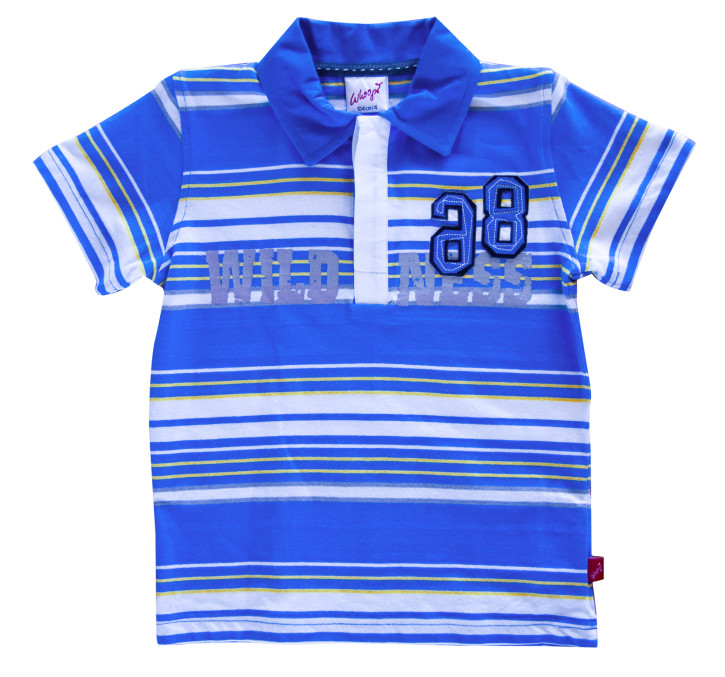 Whoopi Polo-Shirt blau-weiss-gelb gestreift Gr. 152