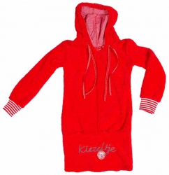 Kiezel-tje Plüsch Tunika mit Kapuze rot Gr. 134/140