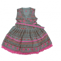 Mim-Pi Wickel-Kleid grau-pink Gr. 92