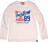 RETOUR Longsleeve/Langarm-Shirt weiss mit Print