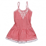 Mim-Pi Träger-Tunika/Kleid Karo rot-weiss
