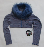 Carbone Kurz-Cardigan / Jacke Streifen schwarz-bunt