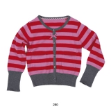 Mim-Pi Strickjacke mit Streifen grau-pink