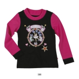 Mim-Pi Langarmshirt pink-schwarz mit Ballerina-Print