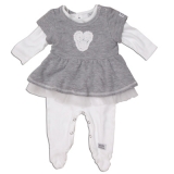 Keedo Kleid/Tunika mit Langarm-Strampler 2tlg. grey-white 