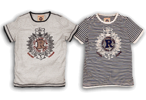 RETOUR Jeans T-Shirt Armando Streifen dark navy-sand