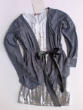 CKS Long-Cardigan Griffins Streifen graphite-weiss