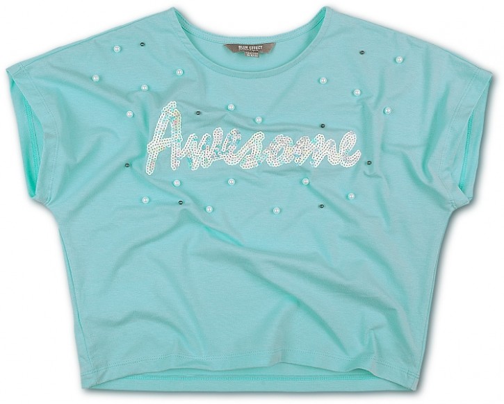Blue Effect Mädchen Boxy T-Shirt AWESOME mint Blue Effect Mädchen Boxy T-Shirt AWESOME mint