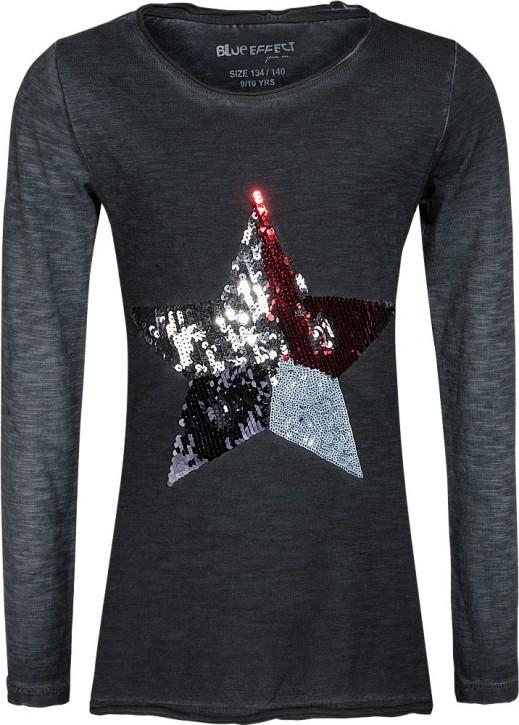 Blue Effect Mädchen Langarm-Shirt/Longsleeve Wendepailletten STERN black Blue Effect Mädchen Langarm-Shirt/Longsleeve Wendepailletten STERN black