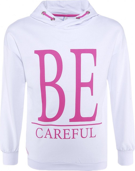 Blue Effect Mädchen Kapuzen-Sweat-Shirt / Hoodie BE CAREFUL schneeweiß Blue Effect Mädchen Kapuzen-Sweat-Shirt / Hoodie BE CAREFUL schneeweiß