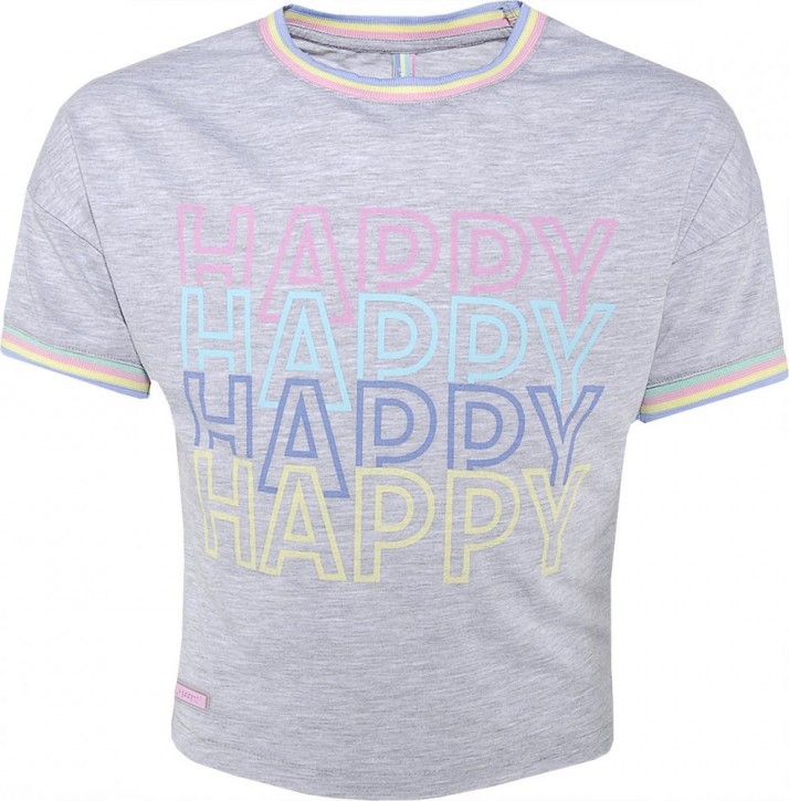 Blue Effect Mädchen Boxy-T-Shirt HAPPY hellgrau mele Blue Effect Mädchen Boxy-T-Shirt HAPPY hellgrau mele