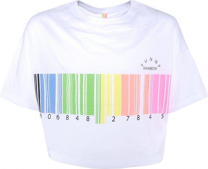 Blue Effect Mädchen Boxy-T-Shirt Neon Barcode schneeweiß Blue Effect Mädchen Boxy-T-Shirt Neon Barcode schneeweiß