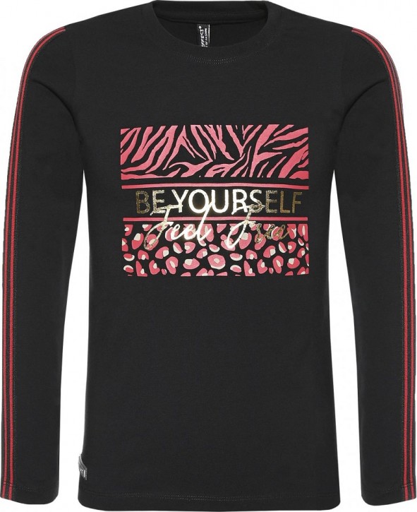 Blue Effect Mädchen Langarm-Shirt/Longsleeve BE YOURSELF schwarz rot Blue Effect Mädchen Langarm-Shirt/Longsleeve BE YOURSELF schwarz rot