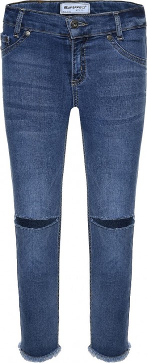 Blue Effect Mädchen cropped High-Waist Jeans ultrastretch Knee Cut medium blue SLIM Blue Effect Mädchen cropped High-Waist Jeans ultrastretch Knee Cut medium blue SLIM