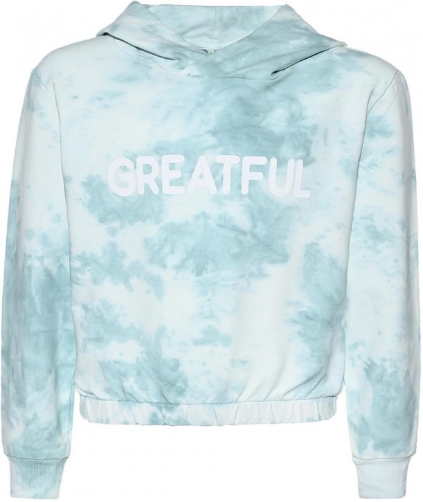 Blue Effect Mädchen Boxy Kapuzen-Sweat-Shirt / Hoodie GRATEFUL karibikgrün batik