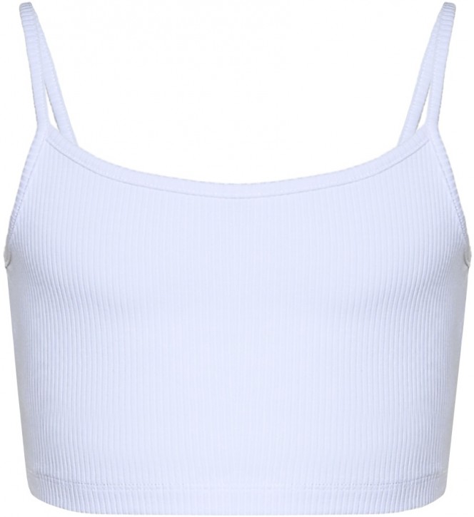 Blue Effect Mädchen geripptes Crop Spaghetti-Top schneeweiß