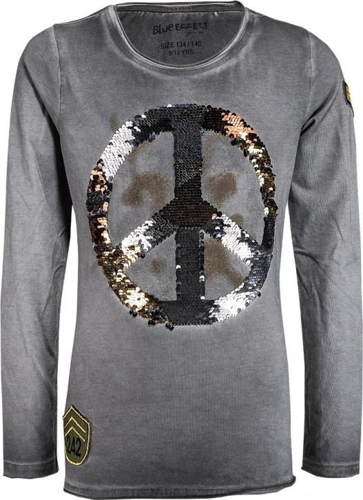 Blue Effect Mädchen Langarm-Shirt/Longsleeve Wendepailletten PEACE mausgrau Blue Effect Mädchen Langarm-Shirt/Longsleeve Wendepailletten PEACE mausgrau
