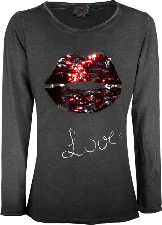 Blue Effect Mädchen Langarm-Shirt Wendepailletten KUSSMUND schwarz Blue Effect Mädchen Langarm-Shirt Wendepailletten KUSSMUND schwarz