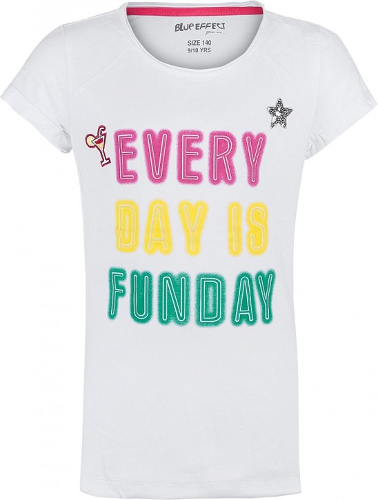 Blue Effect Mädchen T-Shirt EVERY DAY IS FUNDAY schneeweiß Blue Effect Mädchen T-Shirt EVERY DAY IS FUNDAY schneeweiß