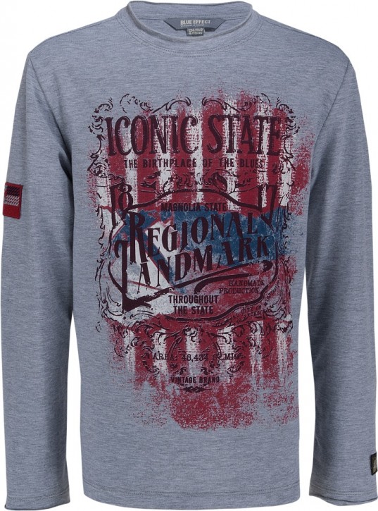Blue Effect Langarm-Shirt/Longsleeve ICONIC STATE grau melange Blue Effect Langarm-Shirt/Longsleeve ICONIC STATE grau melange