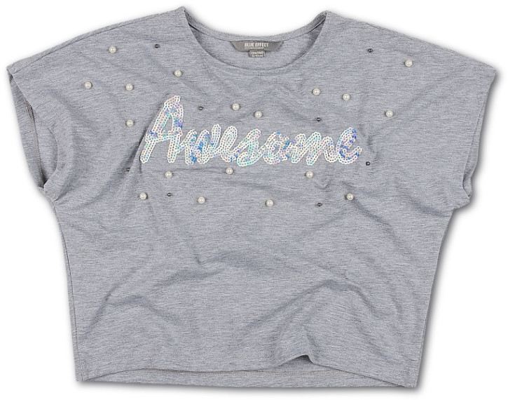 Blue Effect Mädchen Boxy T-Shirt AWESOME hellgrau melange Blue Effect Mädchen Boxy T-Shirt AWESOME hellgrau melange