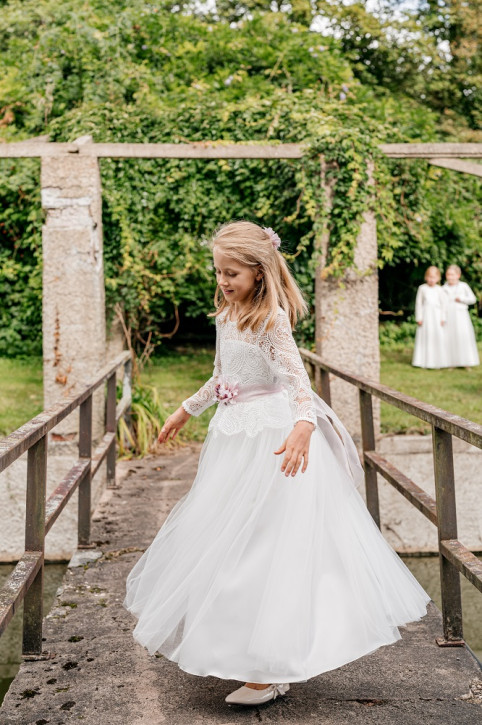 MONNY Kommunionkleid LANT LANG TULE 25-05 ecru lang