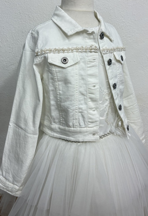 MONNY Jeans Jacke mit Glitzerband gold 26-242 ecru