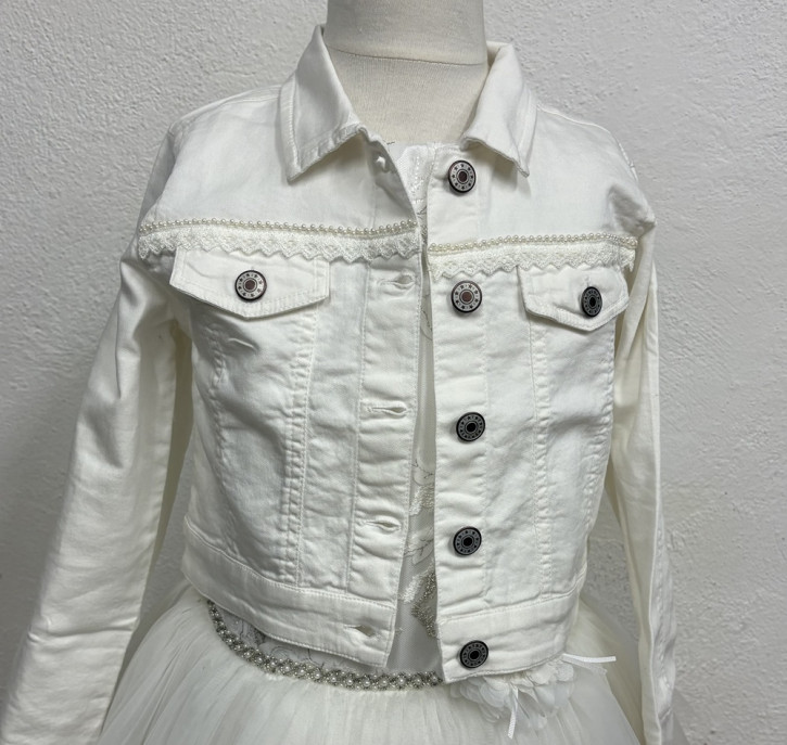 MONNY Jeans Jacke mit Perlenband kleine Perlen 26-342 ecru