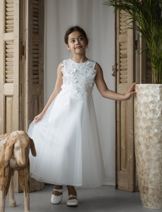 MONNY Kommunionkleid KANT 3D BLOEM 26-01 lang ecru