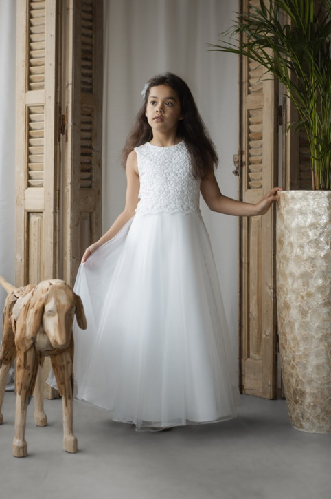MONNY Kommunionkleid KANT TULE CREPE 26-09 lang ecru