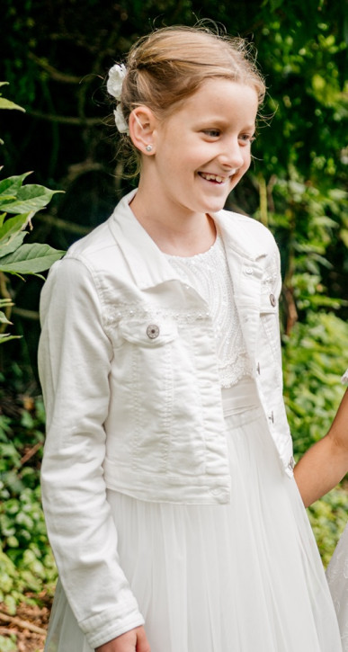 MONNY Jeans Jacke mit Perlenband große Perlen 25-142 ecru