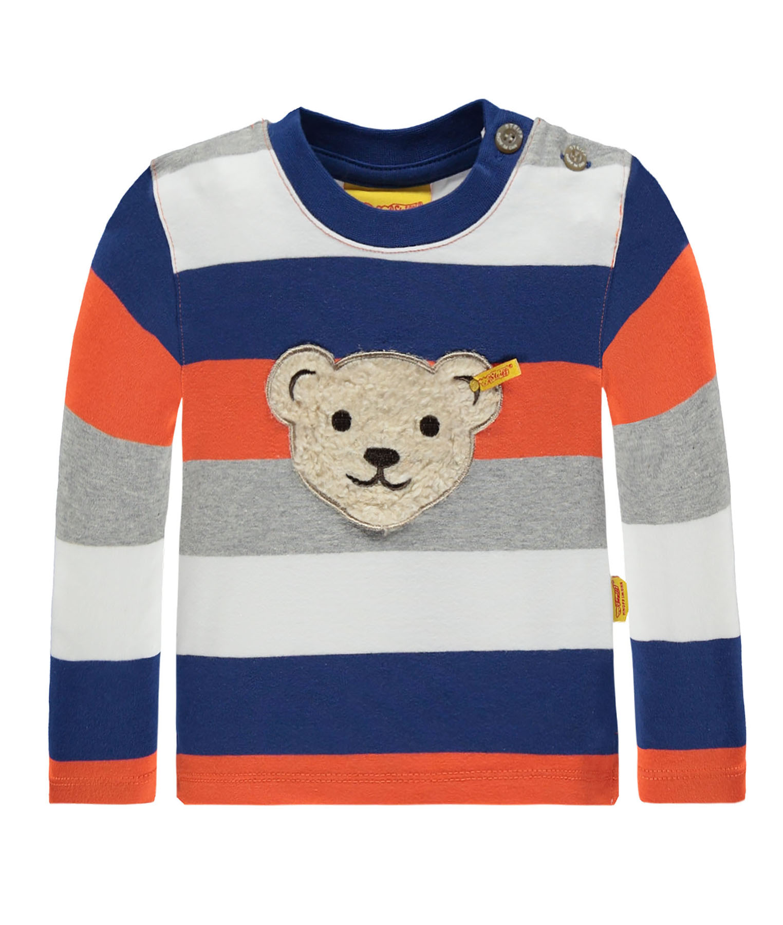 Steiff Maglietta Manica Lunga Bimbo Con Applique Orsacchiotto - Jersey Morbido, Bottoni Automatici