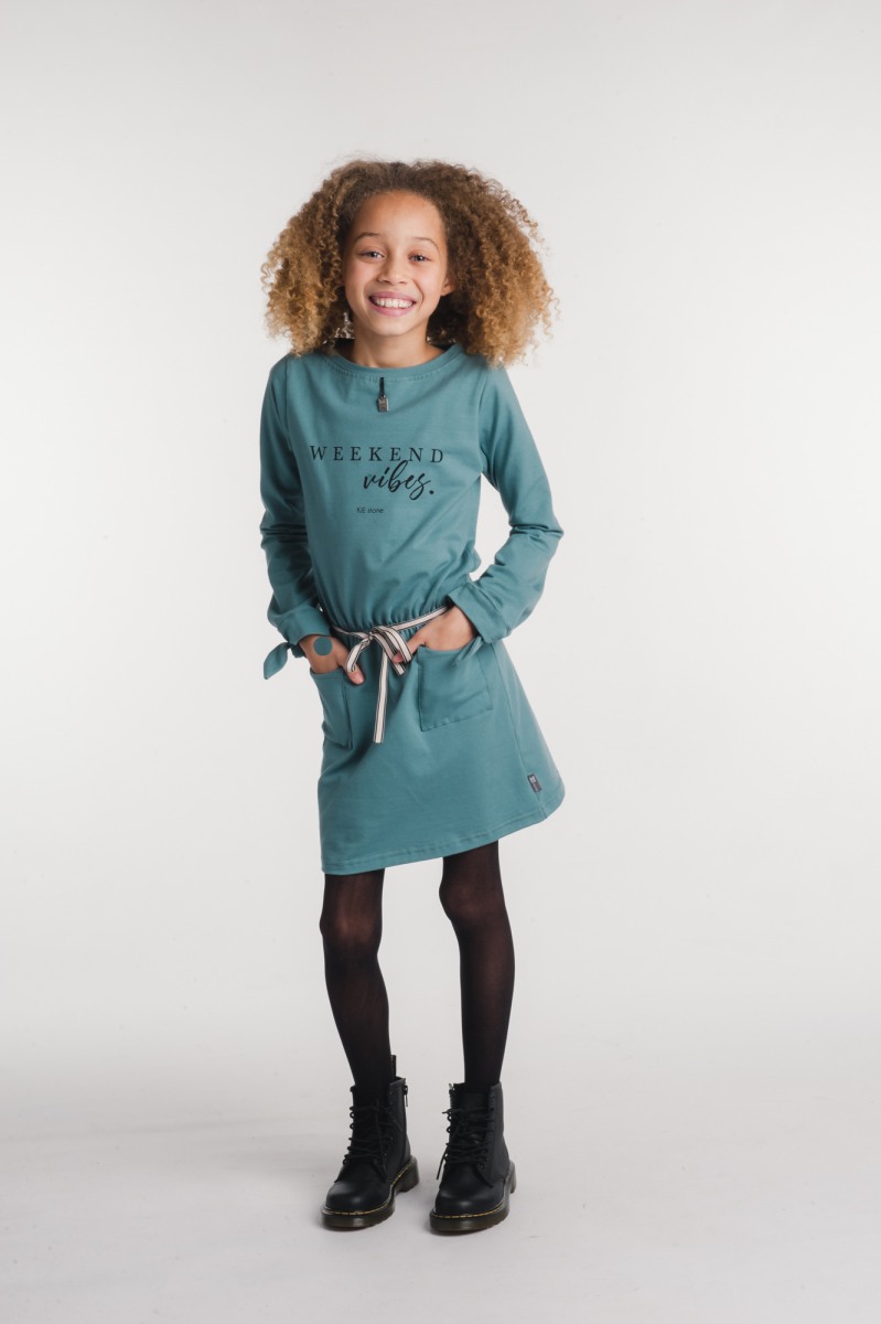 KIE stone Langarm-Kleid Jersey petrol 134/140-KS5760-18-3