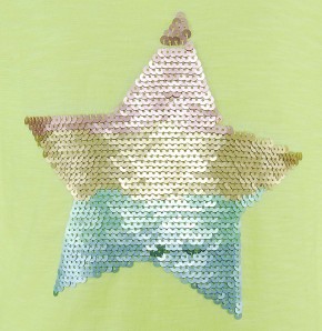 Blue Effect Mädchen T-Shirt Pailletten-STERN neongelb