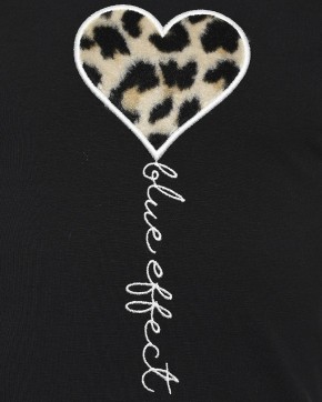 Blue Effect Mädchen Langarm-Shirt/Longsleeve Flausch-Leo-Herz schwarz 128