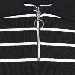 Blue Effect Mädchen Langarm Ripp-Kleid schwarz weiß 140