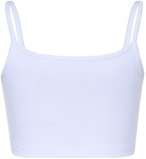 Blue Effect Mädchen geripptes Crop Spaghetti-Top schneeweiß