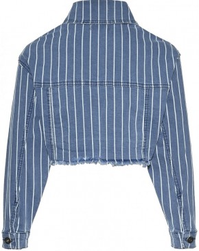 Blue Effect Mädchen Cropped Jeans-Jacke Streifen light blue