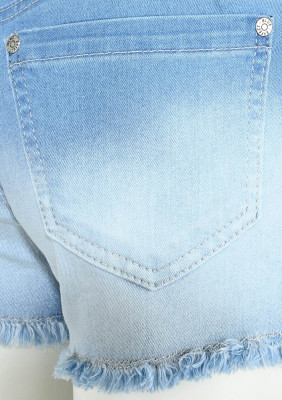 Blue Effect Mädchen High-Waist Jeans Shorts Open Seam bleached batik NORMAL