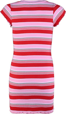 Blue Effect Mädchen Kurzarm-Kleid Streifen pink leuchtrosa Streifen