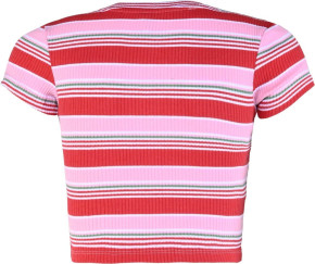 Blue Effect Mädchen geripptes Crop T-Shirt pink leuchtrosa Streifen