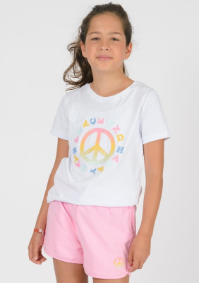 Blue Effect Mädchen T-Shirt PEACE schneeweiß