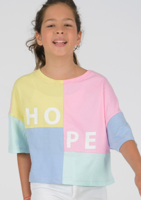 Blue Effect Mädchen Boxy T-Shirt HOPE colorblock leuchtrosa 140