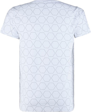 Blue Effect T-Shirt Sechsecke allover schneeweiß