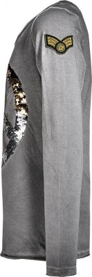 Blue Effect Mädchen Langarm-Shirt/Longsleeve Wendepailletten PEACE mausgrau 170/176