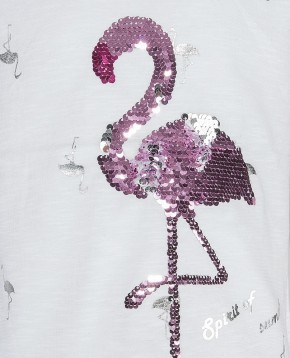 Blue Effect Mädchen T-Shirt Wendepailletten FLAMINGO weiß 104