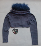 Carbone Kurz-Cardigan / Jacke Streifen schwarz-bunt